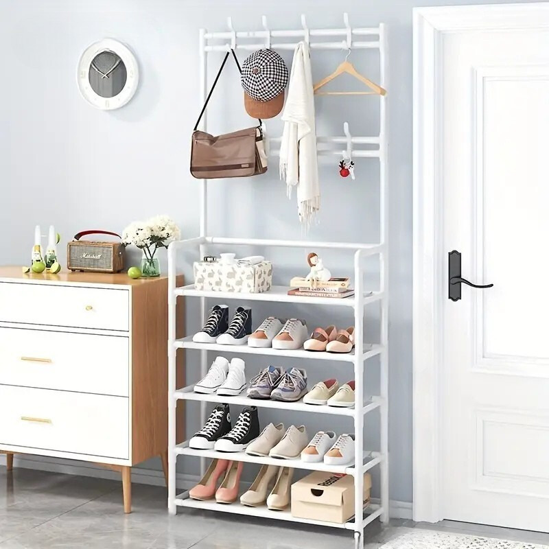 Entryway Shoe Rack with Hooks
