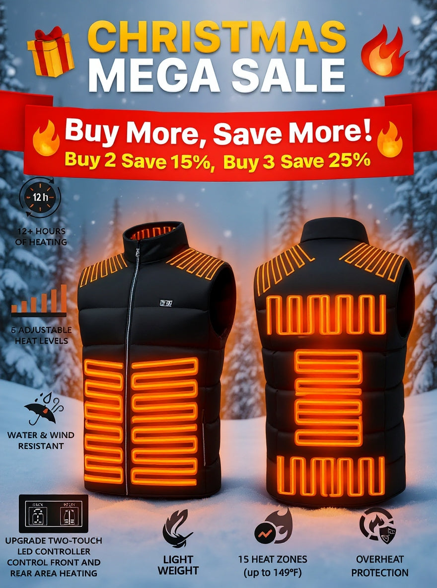 🔥 Christmas Flash Sale 56% OFF🔥 2025 Updated Version Two-touch 15Heat Zones LED Controller Heated Vest For Men & Women With Battery Pack