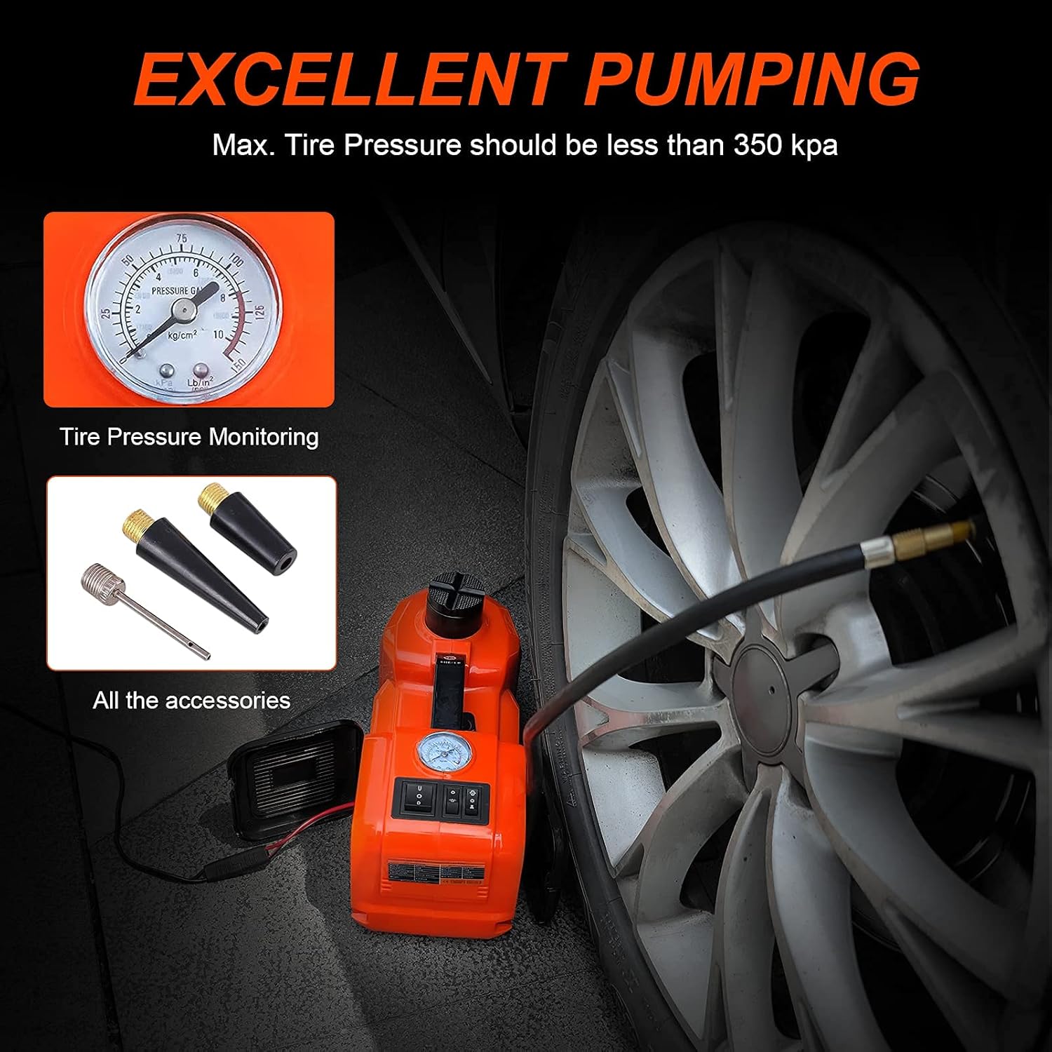 Hydraulic Electric Car Jack with LED Light, Supports up to 5 Tonnes